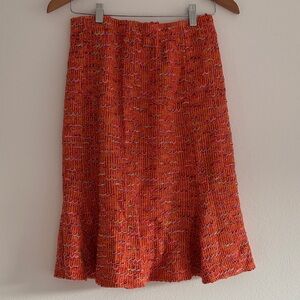 St John Couture Orange/ Multi-colored Tweed knee-length  Skirt vintage/unique